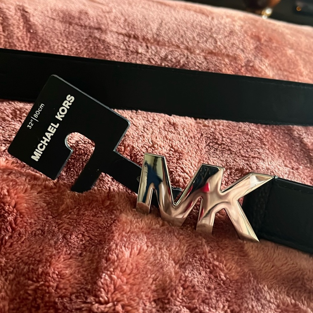 Michael Kors Black Belt, Silver hardware black strap